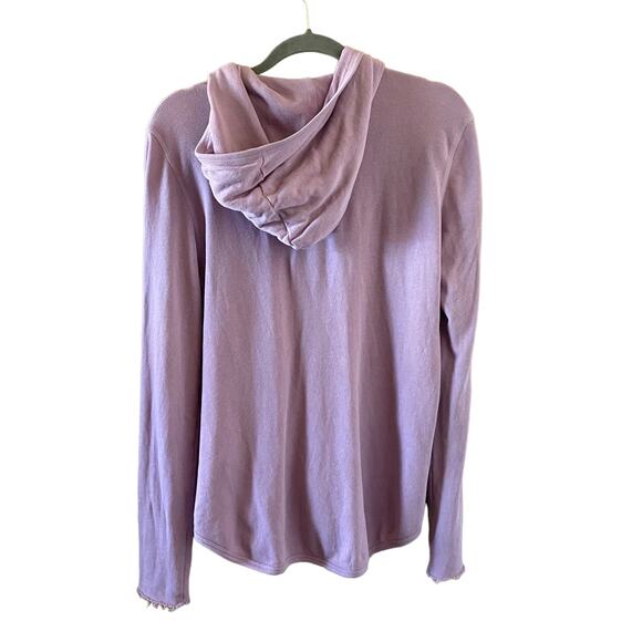 ATM Lilac Purple Cotton Full Zip Hooded Jacket Raw Hem Size Small - Picture 6 of 8